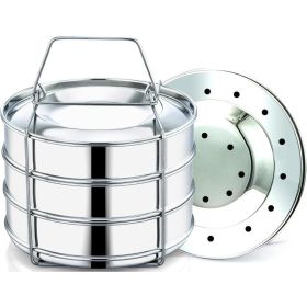 Stainless Steel 3 Tier Stackable Insert Pans, Pot-in-Pot Baking Pans for Flan, Cheesecake, Layer Cake, Easy to Use Food Steamer (Kit Type: 8 Qt Cookers)