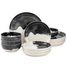 Thyme & Table Dinnerware Stoneware, 12 Piece Set (Option: Grey)