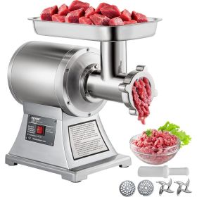 Commercial Meat Grinder, 550LB/h 1100W Electric Meat Mincer, Heavy Duty Industrial Meat Mincer Machine,2 grinding plates (Color: Silver)