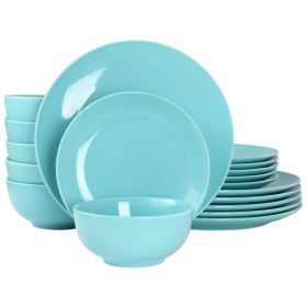 Elama Luna 18 Piece Porcelain Dinnerware Set (Color: Blue)