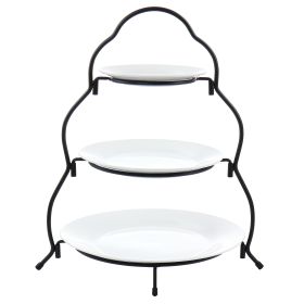 Elama 3 Tier Plate Porcelain Serveware Set (Option: Round)