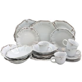 Elama Fleur De Lys 20-Piece Dinnerware Set (Color: White)