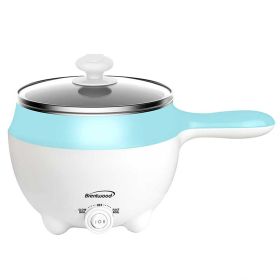 Brentwood Stainless Steel Electric Hot Pot Cooker and Food Steamer (Option: 1.6 Quart, Color: Blue)