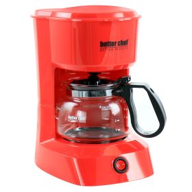 Better Chef 4 Cup Compact Coffee Maker with Removable Filter Basket (Color: Red)