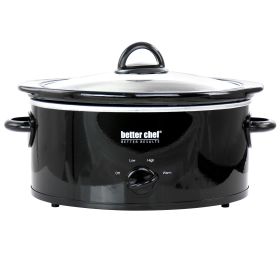 Better Chef 3 Quart Slow Cooker with Removable Stoneware Crock (Option: Oval, Color: Black)