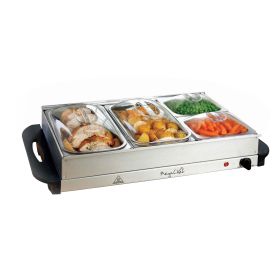 MegaChef Buffet Server & Food Warmer With  Removable Sectional Trays , Heated Warming Tray and Removable Tray Frame (Option: 4)