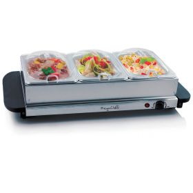 MegaChef Buffet Server & Food Warmer With  Removable Sectional Trays , Heated Warming Tray and Removable Tray Frame (Option: 3)