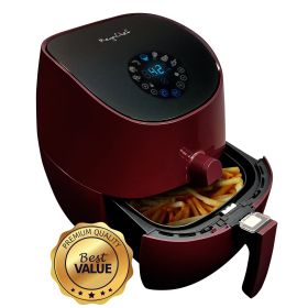 MegaChef 3.5 Quart Airfryer And Multicooker With 7 Pre-Programmed Settings (Color: BURGUNDY)