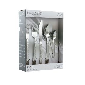 MegaChef Baily 20 Piece Flatware Utensil Set, Stainless Steel Silverware Metal Service for 4 (Color: Silver)