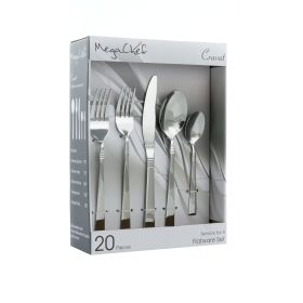 MegaChef Cravat 20 Piece Flatware Utensil Set, Stainless Steel Silverware Metal Service for 4 (Color: Silver)