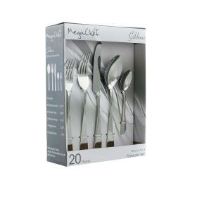 MegaChef Gibbous 20 Piece Flatware Utensil Set, Stainless Steel Silverware Metal Service for 4 (Color: Silver)