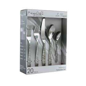 Megachef La Vague 20 Piece Flatware Utensil Set, Stainless Steel Silverware Metal Service for 4 (Color: sliver)