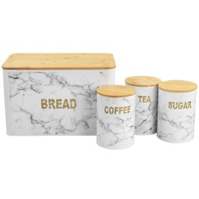 MegaChef Kitchen Food Storage and Organization 4 Piece Canister Set (Option: Iron, Color: Marble)