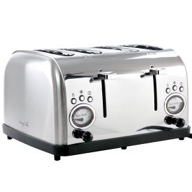 MegaChef 4 Slice Wide Slot Toaster with Variable Browning (Color: Silver)