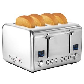 MegaChef 4 Slice Toaster in Stainless Steel (Color: Silver)