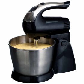 Brentwood 5-Speed Stand Mixer Stainless Steel Bowl 200W (Color: Black)